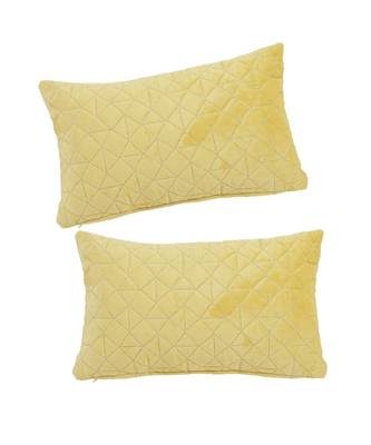 Eyda Super Soft Velvet Yellow Color Set of 2 Quilted Cushion Cover 3