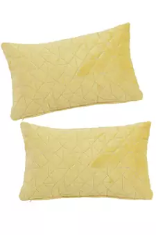 Eyda Super Soft Velvet Yellow Color Set of 2 Quilted Cushion Cover