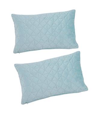 Eyda Super Soft Velvet Aqua Color Set of 2 Quilted Cushion Cover 3
