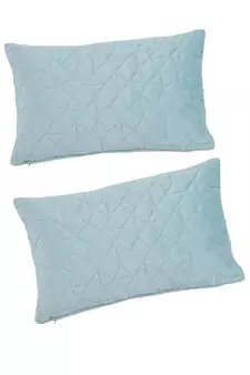 Eyda Super Soft Velvet Aqua Color Set of 2 Quilted Cushion Cover