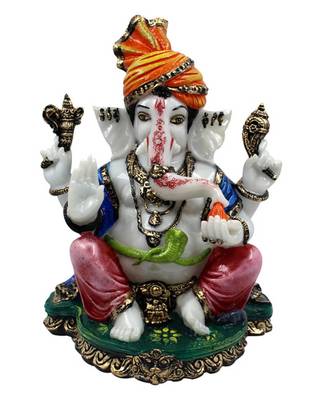 ESVAR STONECRAFT Poly Resin Hand Made Sculpture of Pagdi Ganesh 1