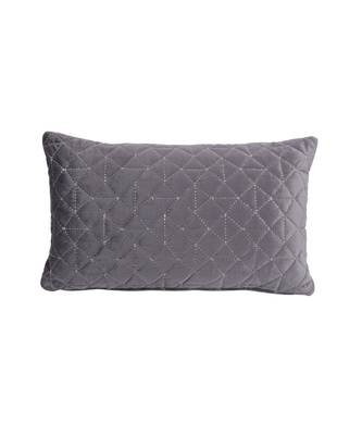 Eyda Super Soft Velvet grey Color Set of 2 Quilted Cushion Cover 2