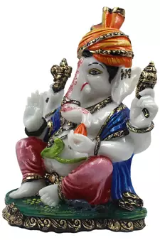 ESVAR STONECRAFT Poly Resin Hand Made Sculpture of Pagdi Ganesh