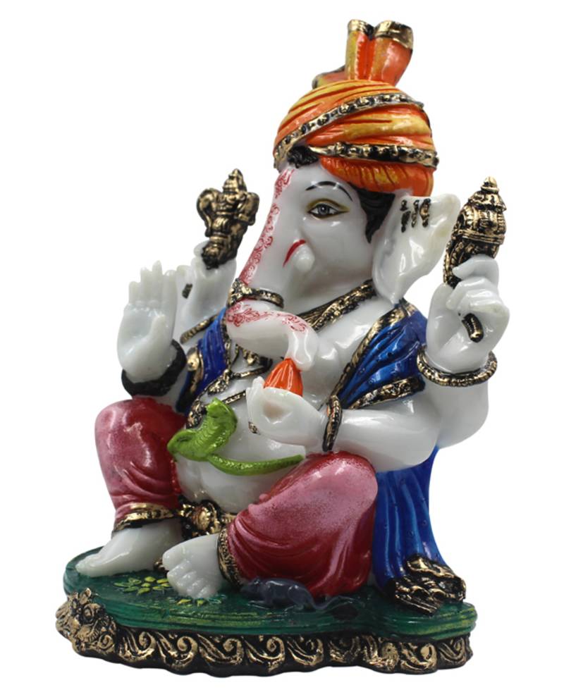 ESVAR STONECRAFT Poly Resin Hand Made Sculpture of Pagdi Ganesh