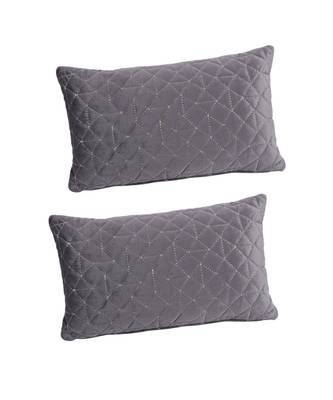 Eyda Super Soft Velvet grey Color Set of 2 Quilted Cushion Cover 3