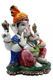 ESVAR STONECRAFT Poly Resin Hand Made Sculpture of Pagdi Ganesh