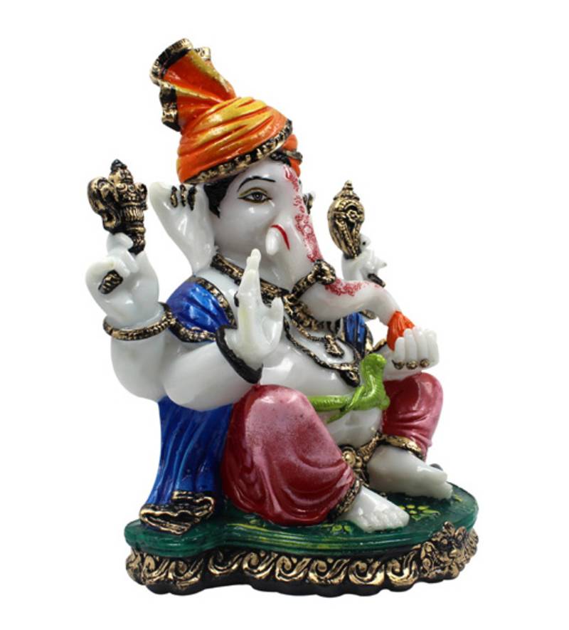 ESVAR STONECRAFT Poly Resin Hand Made Sculpture of Pagdi Ganesh