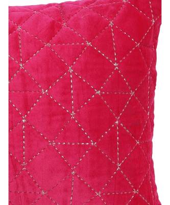 Eyda Super Soft Velvet Fuchsia Color Set of 2 Quilted Cushion Cover 1