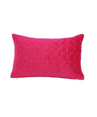 Eyda Super Soft Velvet Fuchsia Color Set of 2 Quilted Cushion Cover 2
