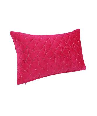Eyda Super Soft Velvet Fuchsia Color Set of 2 Quilted Cushion Cover 4
