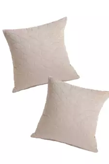 Eyda Velvet Grey Color Set of 2 Quilted Cushion Cover