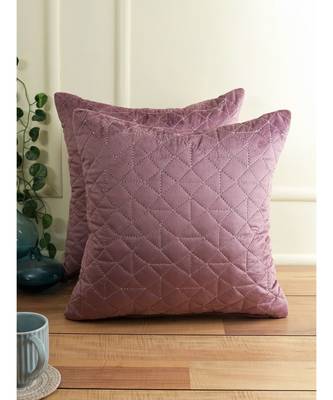 Eyda Velvet Purple Color Set of 2 Quilted Cushion Cover 2