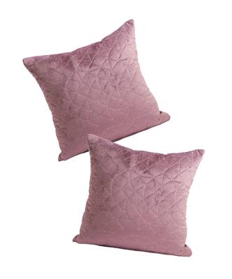 Eyda Velvet Purple Color Set of 2 Quilted Cushion Cover 4
