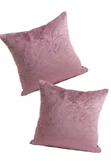 Eyda Velvet Purple Color Set of 2 Quilted Cushion Cover