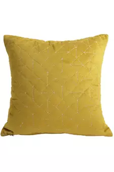 Eyda Velvet Olive Color Set of 2 Quilted Cushion Cover