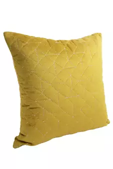 Eyda Velvet Olive Color Set of 2 Quilted Cushion Cover