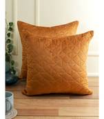 Eyda Velvet Rust Color Set of 2 Quilted Cushion Cover