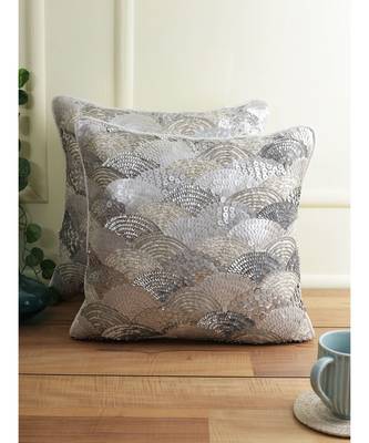 Eyda Silver Embellished Set of 2 Cushion Cover 2