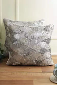 Eyda Silver Embellished Set of 2 Cushion Cover