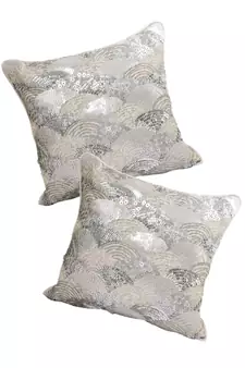 Eyda Silver Embellished Set of 2 Cushion Cover