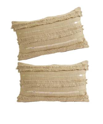 Eyda Set of 2 Khaki Color Cotton Cushion Cover 1
