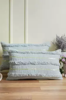 Eyda Set of 2 Sky Blue Color Cotton Cushion Cover