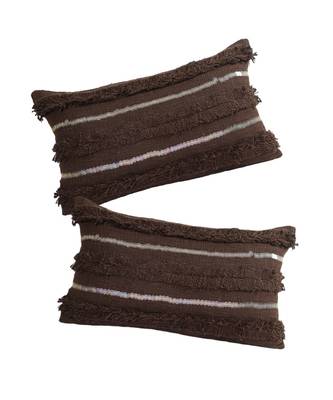 Eyda Set of 2 Dark Brown Color Cotton Cushion Cover 1