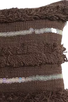 Eyda Set of 2 Dark Brown Color Cotton Cushion Cover