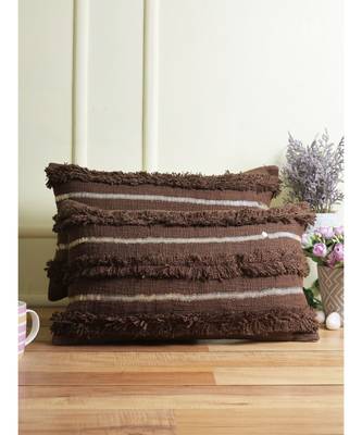Eyda Set of 2 Dark Brown Color Cotton Cushion Cover 3