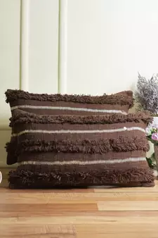 Eyda Set of 2 Dark Brown Color Cotton Cushion Cover