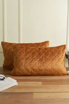 Eyda Super Soft Rust Color Set of 2 Quilted Cushion Cover
