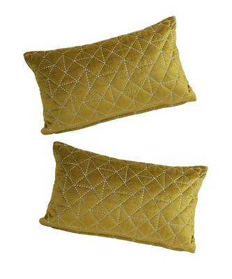 Eyda Super Soft Olive Green Color Set of 2 Quilted Cushion Cover 1
