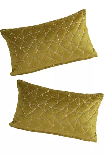 Eyda Super Soft Olive Green Color Set of 2 Quilted Cushion Cover