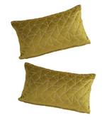 Eyda Super Soft Olive Green Color Set of 2 Quilted Cushion Cover