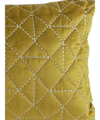 Eyda Super Soft Olive Green Color Set of 2 Quilted Cushion Cover 2