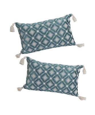 Eyda Super Soft Green Color Set of 2 Embroidered Cushion Cover 1
