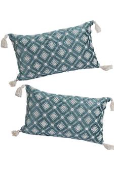 Eyda Super Soft Green Color Set of 2 Embroidered Cushion Cover