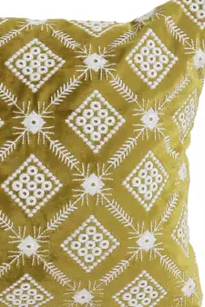Eyda Super Soft Green Color Set of 2 Embroidered Cushion Cover