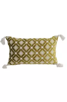 Eyda Super Soft Green Color Set of 2 Embroidered Cushion Cover