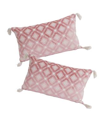 Eyda Super Soft Pink Color Set of 2 Embroidered Cushion Cover 1