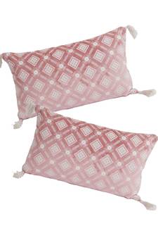 Eyda Super Soft Pink Color Set of 2 Embroidered Cushion Cover