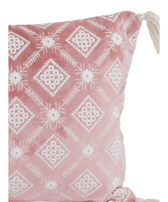 Eyda Super Soft Pink Color Set of 2 Embroidered Cushion Cover 2