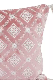 Eyda Super Soft Pink Color Set of 2 Embroidered Cushion Cover