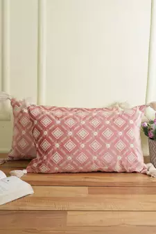 Eyda Super Soft Pink Color Set of 2 Embroidered Cushion Cover