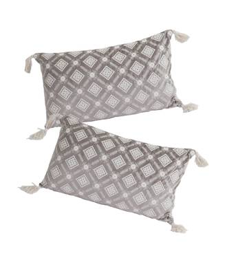 Eyda Super Soft Grey Color Set of 2 Embroidered Cushion Cover 1
