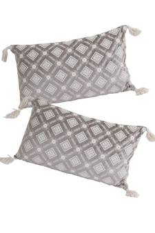 Eyda Super Soft Grey Color Set of 2 Embroidered Cushion Cover