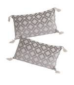 Eyda Super Soft Grey Color Set of 2 Embroidered Cushion Cover