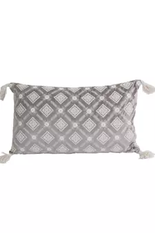 Eyda Super Soft Grey Color Set of 2 Embroidered Cushion Cover
