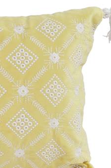 Eyda Super Soft Yellow Color Set of 2 Embroidered Cushion Cover