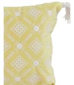 Eyda Super Soft Yellow Color Set of 2 Embroidered Cushion Cover